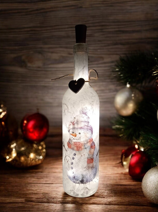 Snowman light up bottle